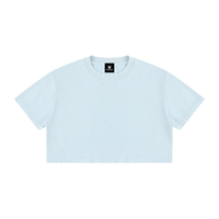 T-shirt femme crop top délavé bleu ciel, vue de face