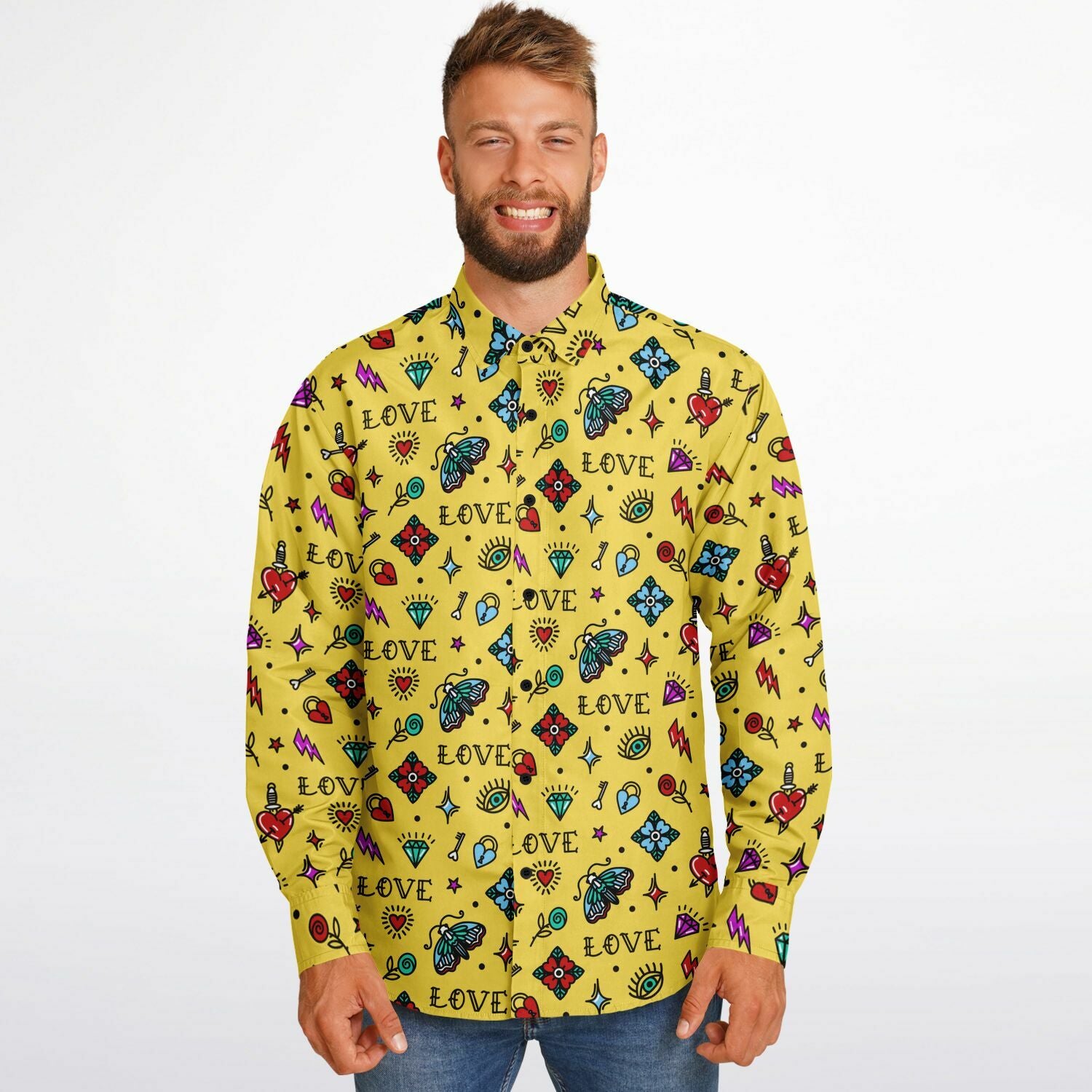 look original avec chemise jaune style tattoo