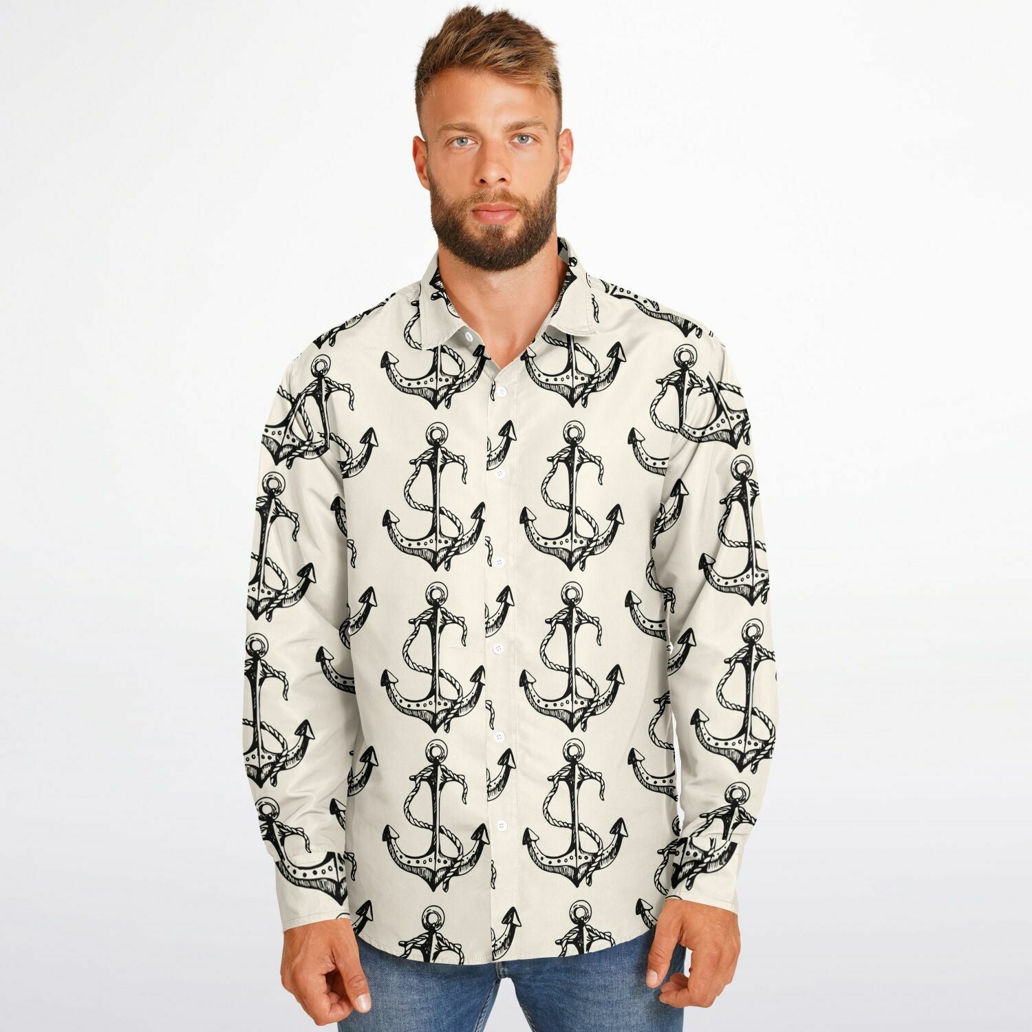 Chemise Homme ancre marine - Manches Longues