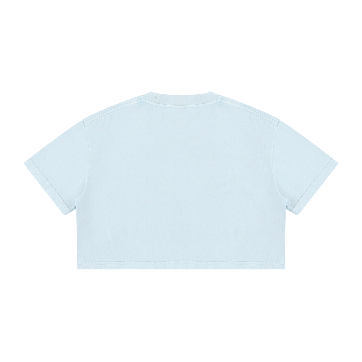 Dos du t-shirt femme crop top délavé bleu ciel