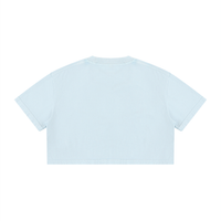 Dos du t-shirt femme crop top délavé bleu ciel