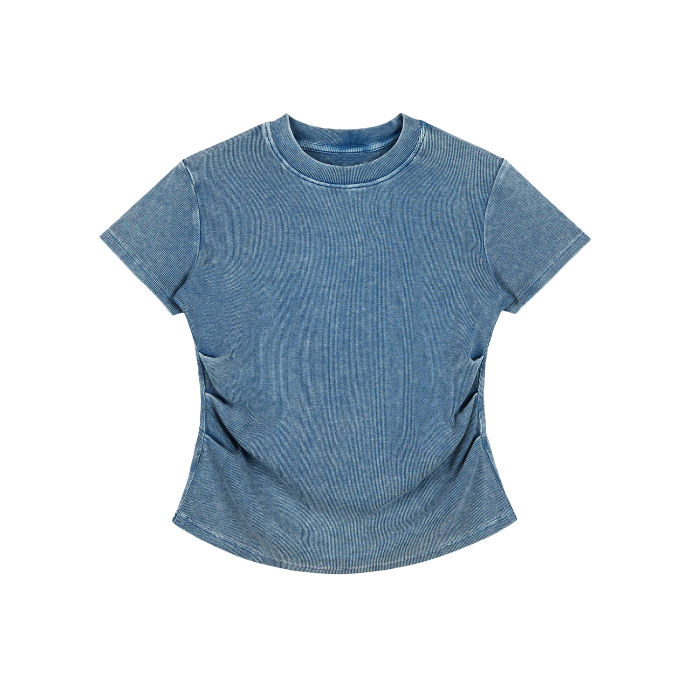 Packshot face du t-shirt ajusté délavé original femme bleu délavé