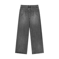 Dos du jean large femme taille haute délavé noir délavé