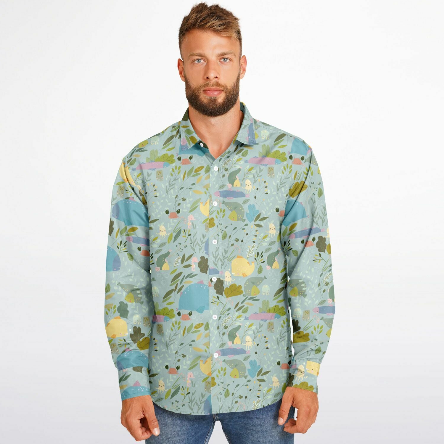 chemise à manches longues homme vert clair