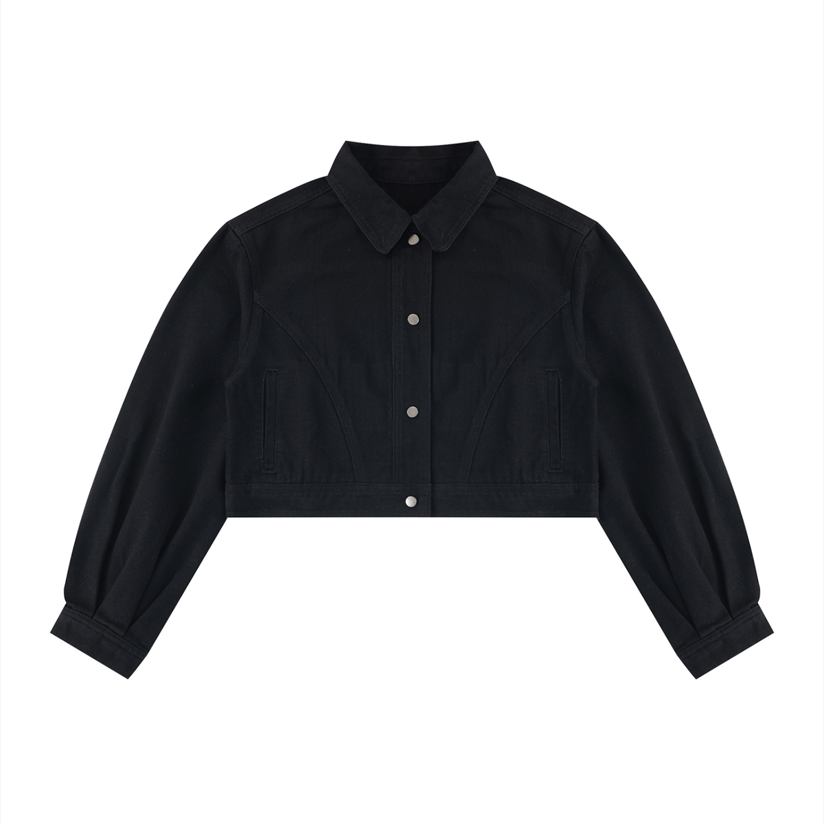 Veste en jean courte femme noir, vue de face