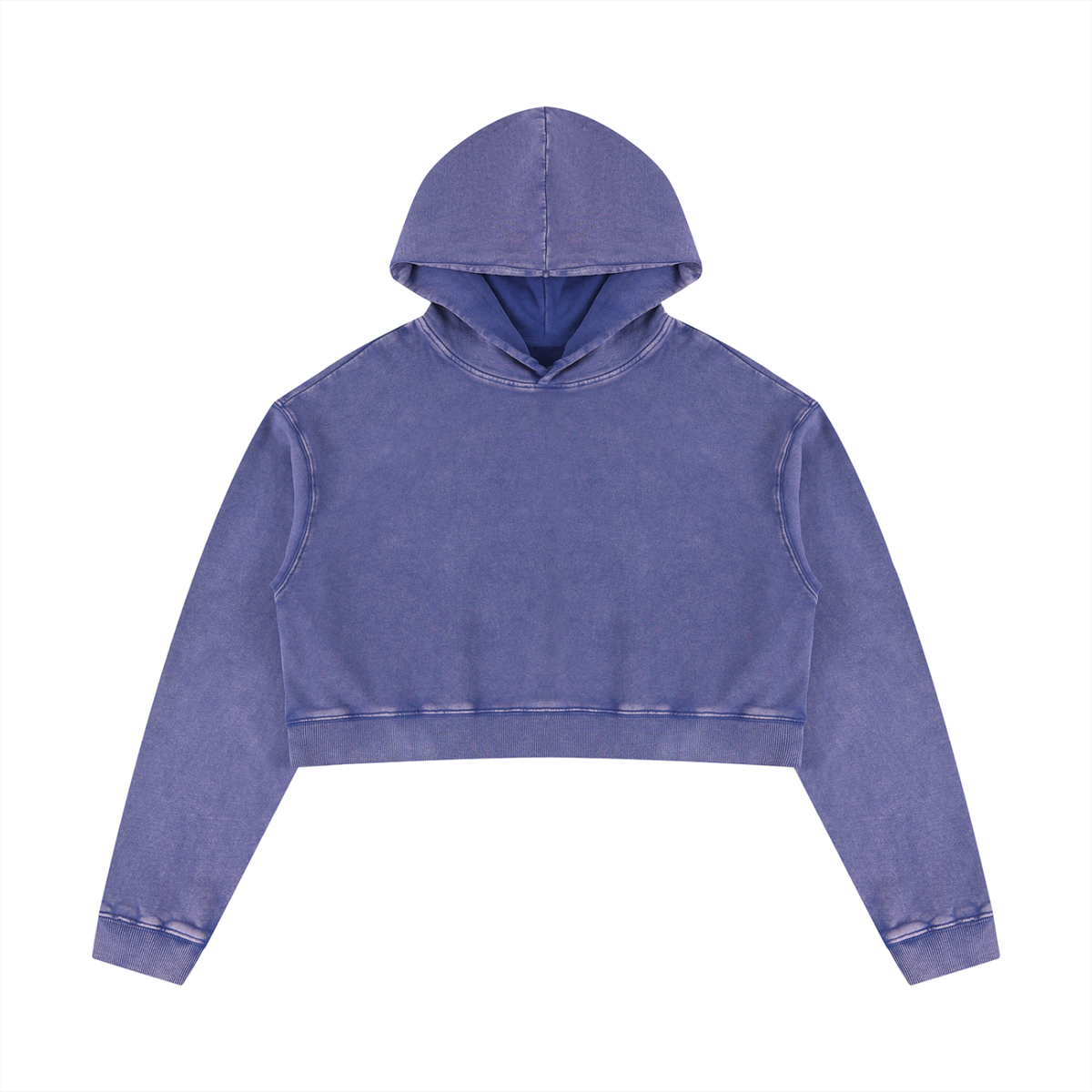 Hoodie crop top femme effet minéral violet, vue de face