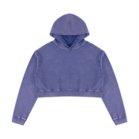 Hoodie crop top femme effet minéral violet, vue de face