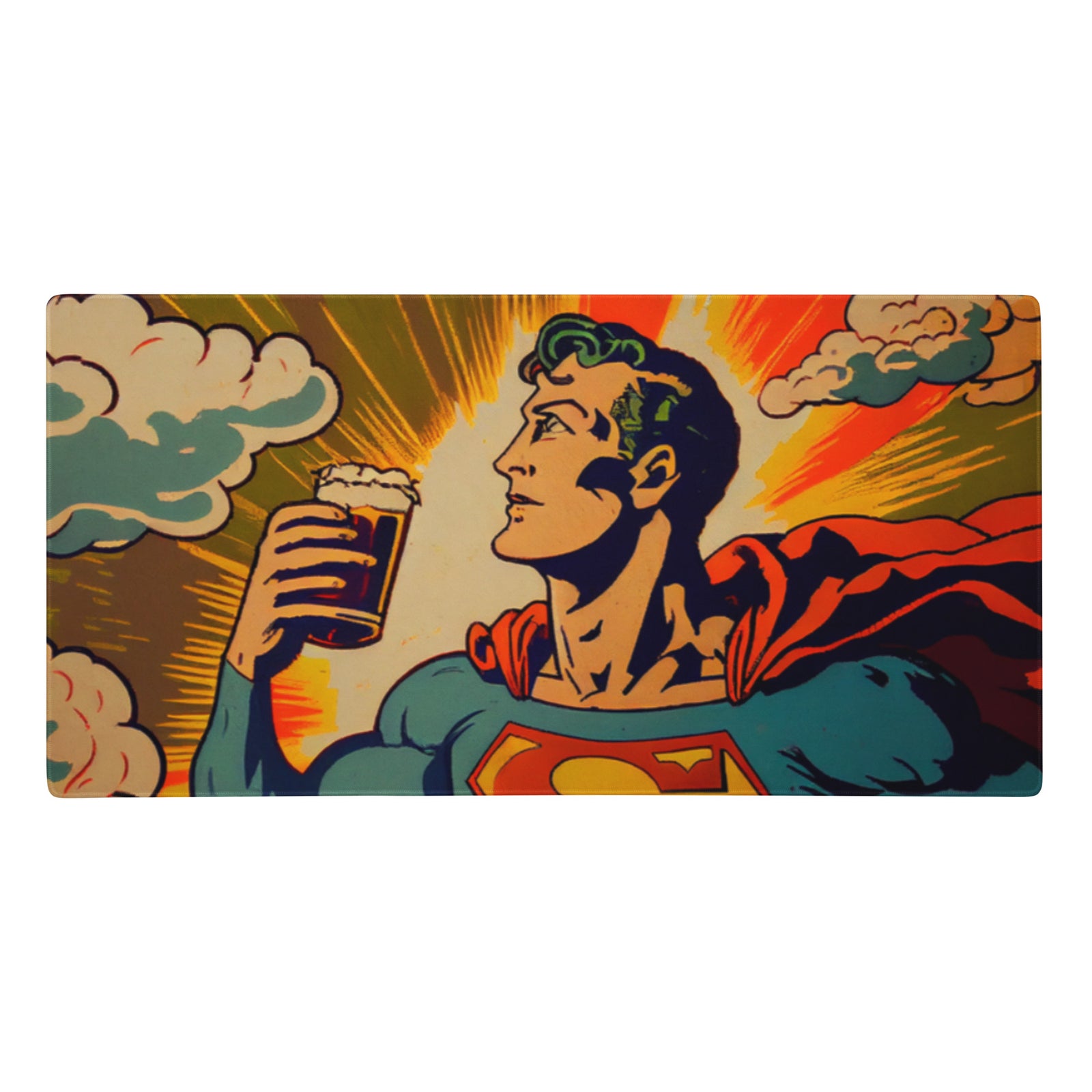 Tapis de souris gaming XXL - Superman qui boit une bière