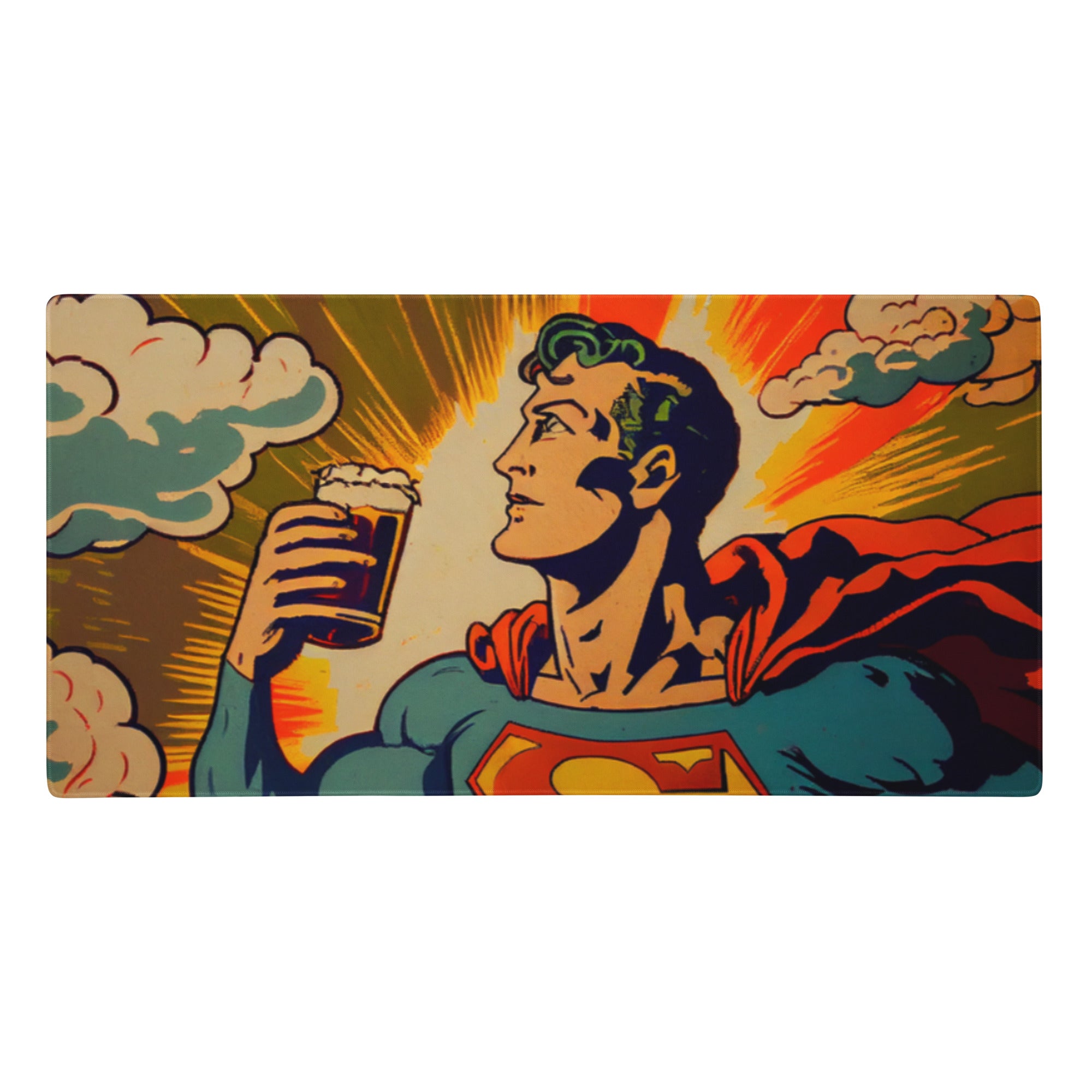 Tapis de souris gaming XXL - Superman qui boit une bière