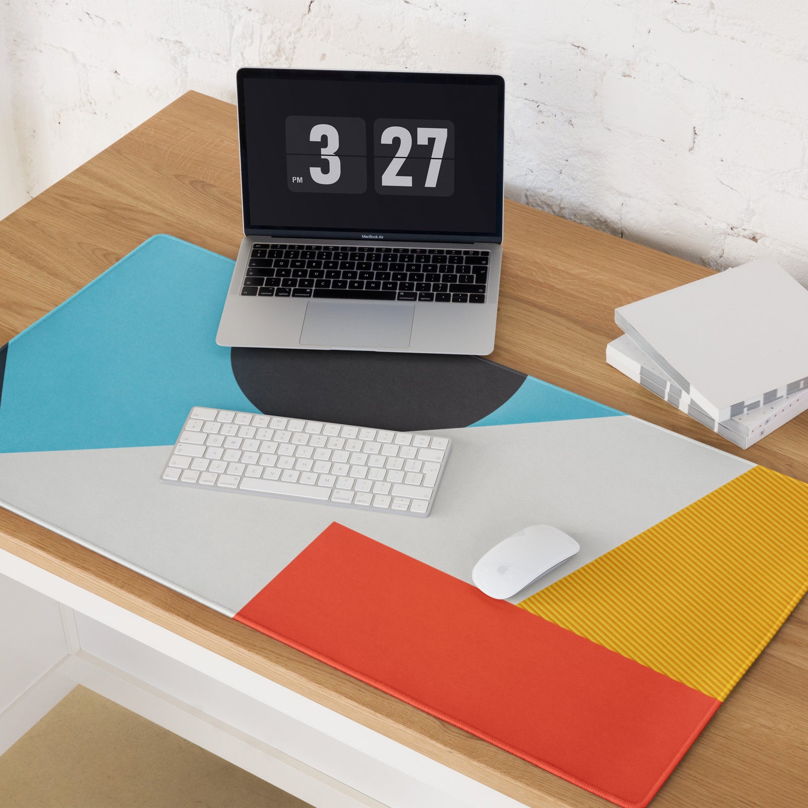 Tapis de souris gaming XXL - Bleu blanc rouge jaune