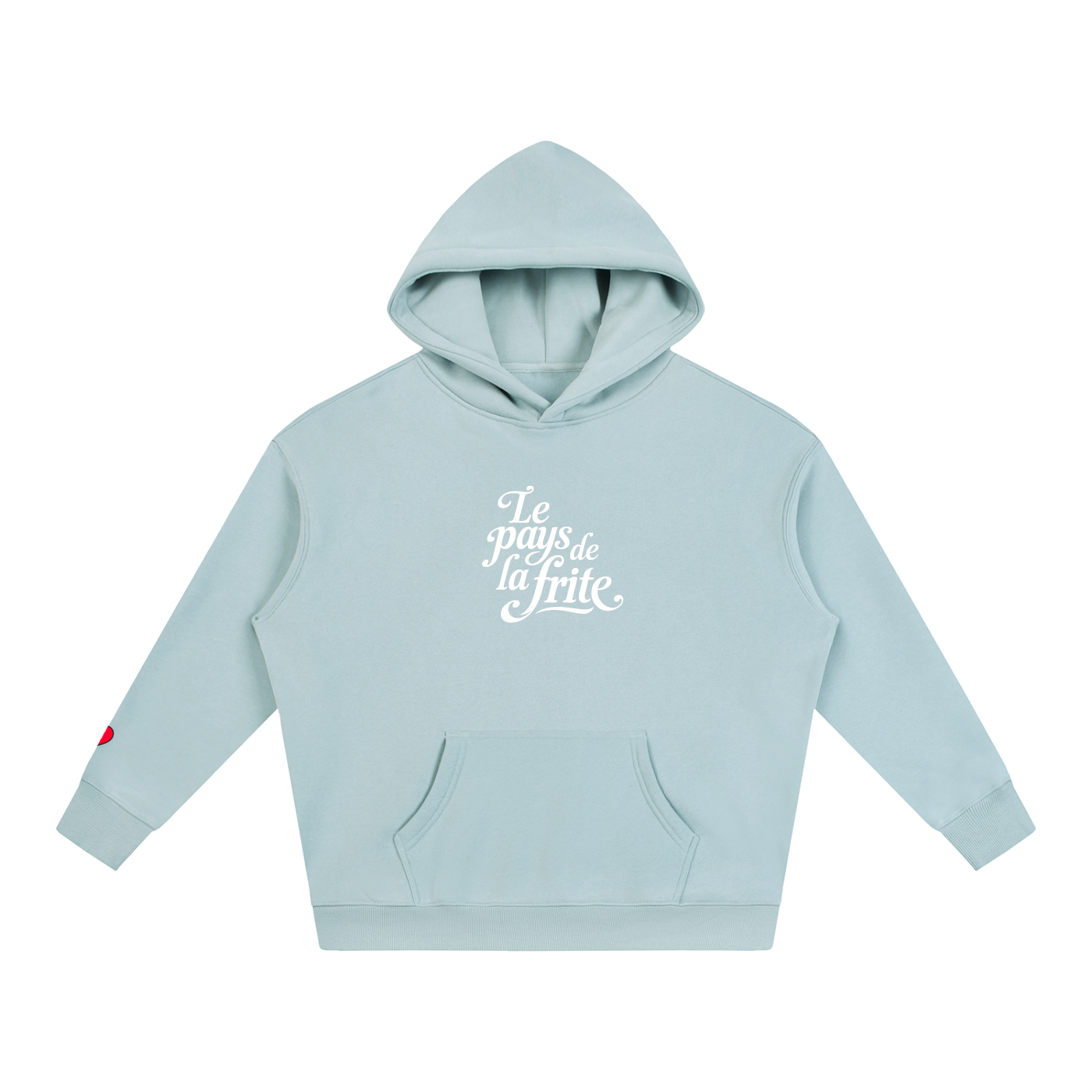 Hoodie belge original Le Pays de la Frite bleu clair, sweat a capuche oversize CHT M Boutique
