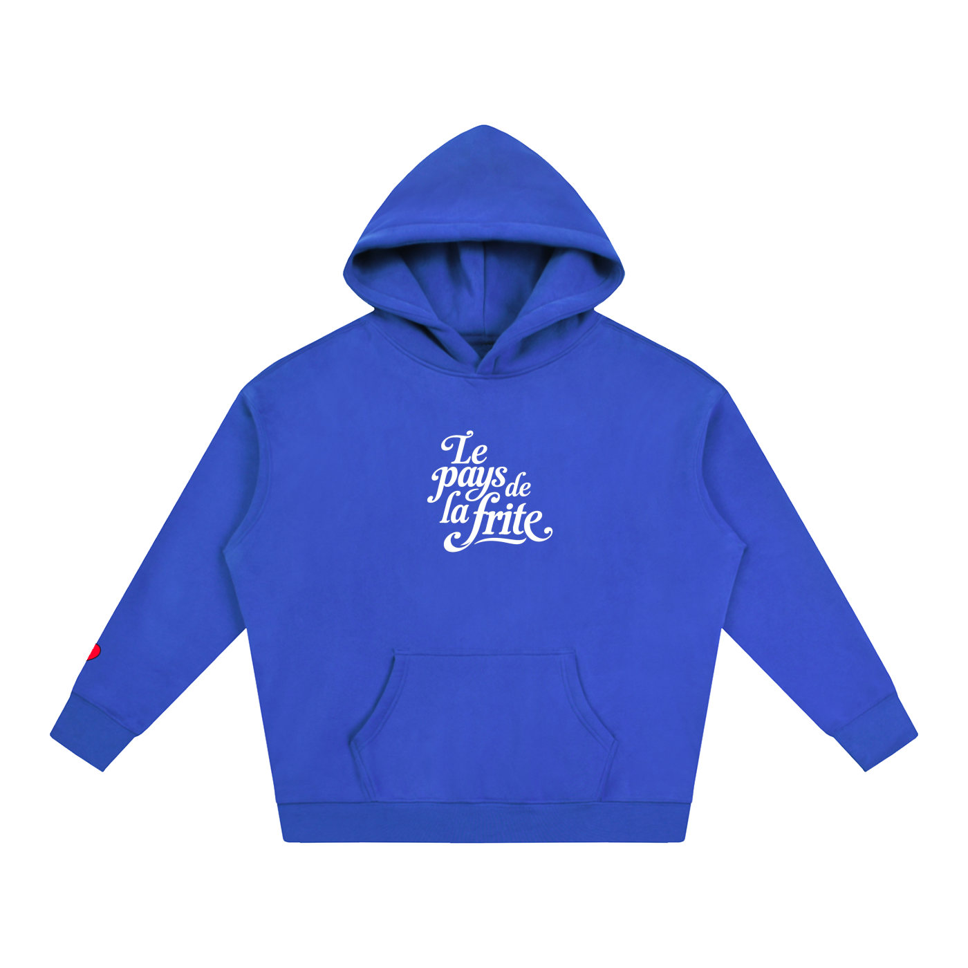 Hoodie belge original Le Pays de la Frite bleu Klein, sweat a capuche oversize CHT M Boutique