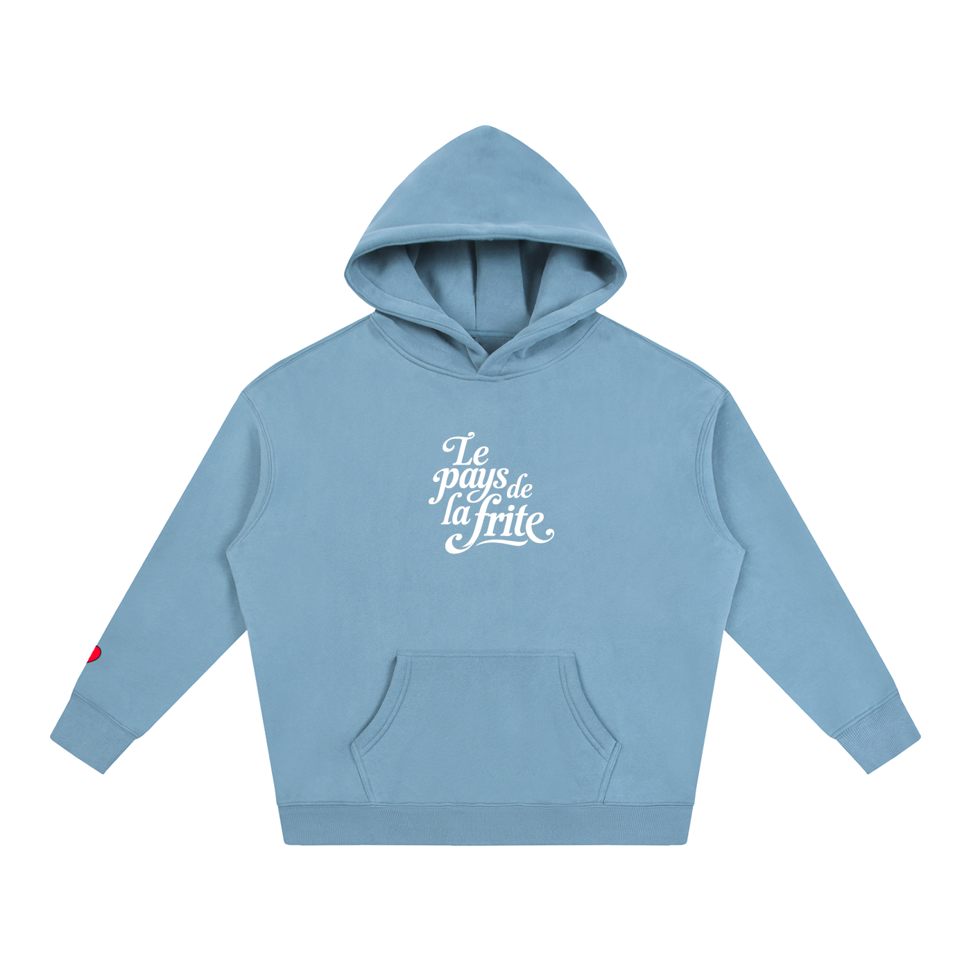 Hoodie belge original Le Pays de la Frite bleu moyen, sweat a capuche oversize CHT M Boutique