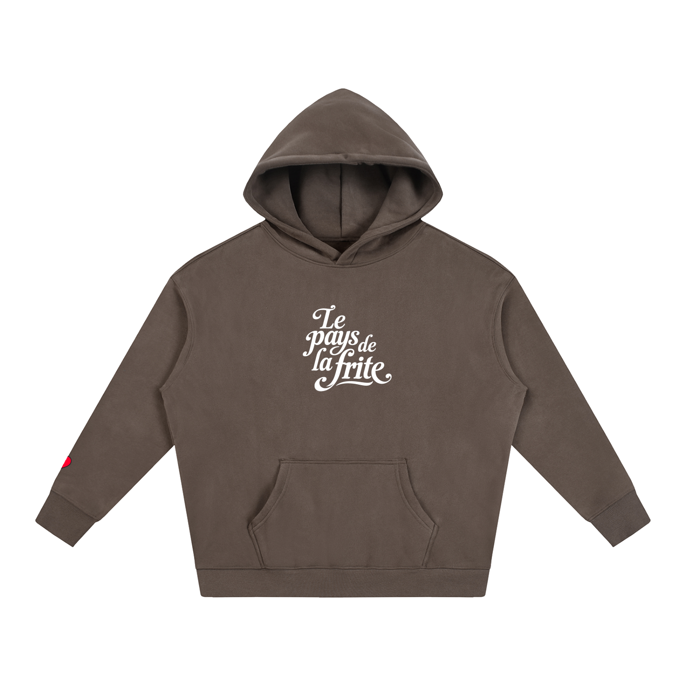 Hoodie belge original Le Pays de la Frite brun fonce, sweat a capuche oversize CHT M Boutique