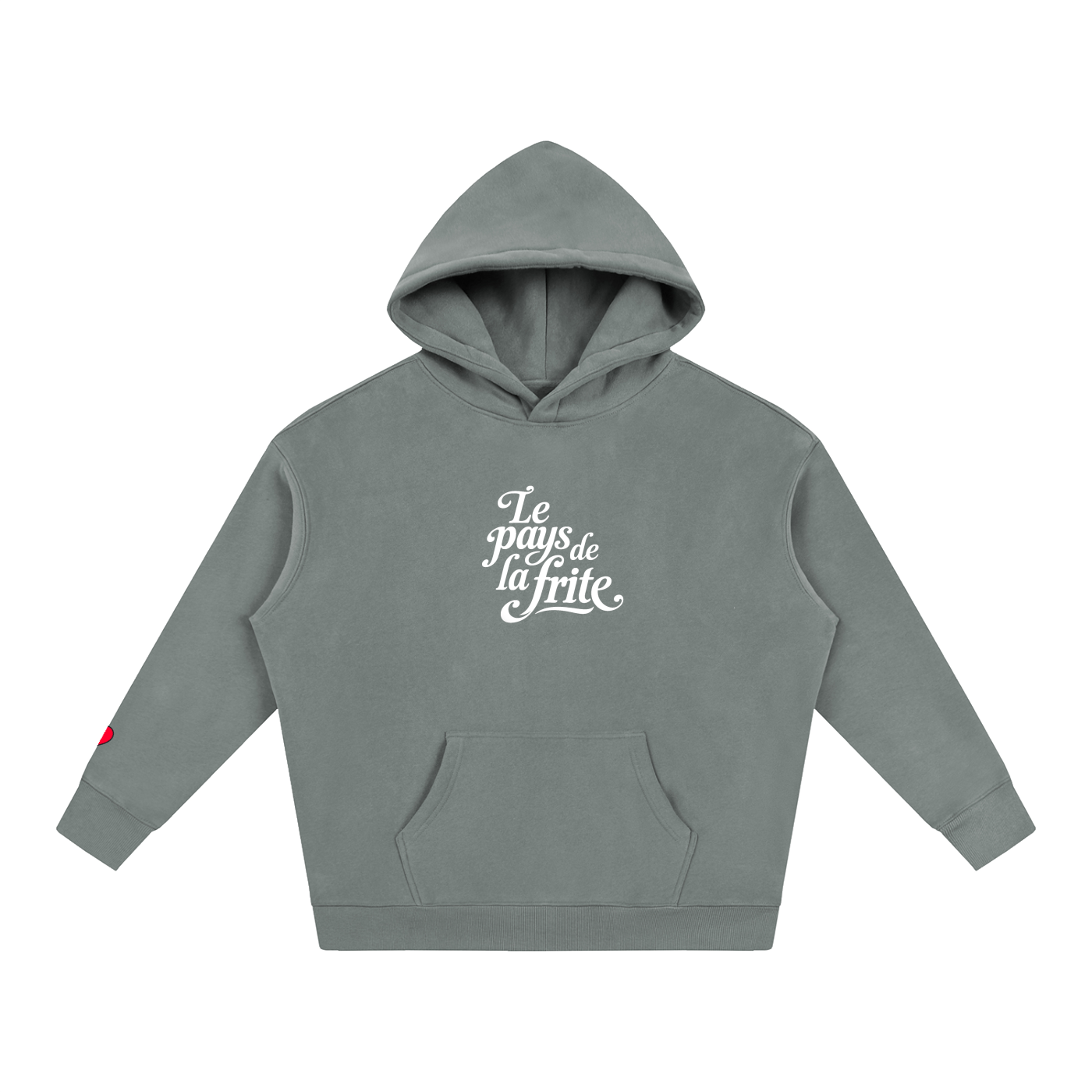 Hoodie belge original Le Pays de la Frite gris clair, sweat a capuche oversize CHT M Boutique