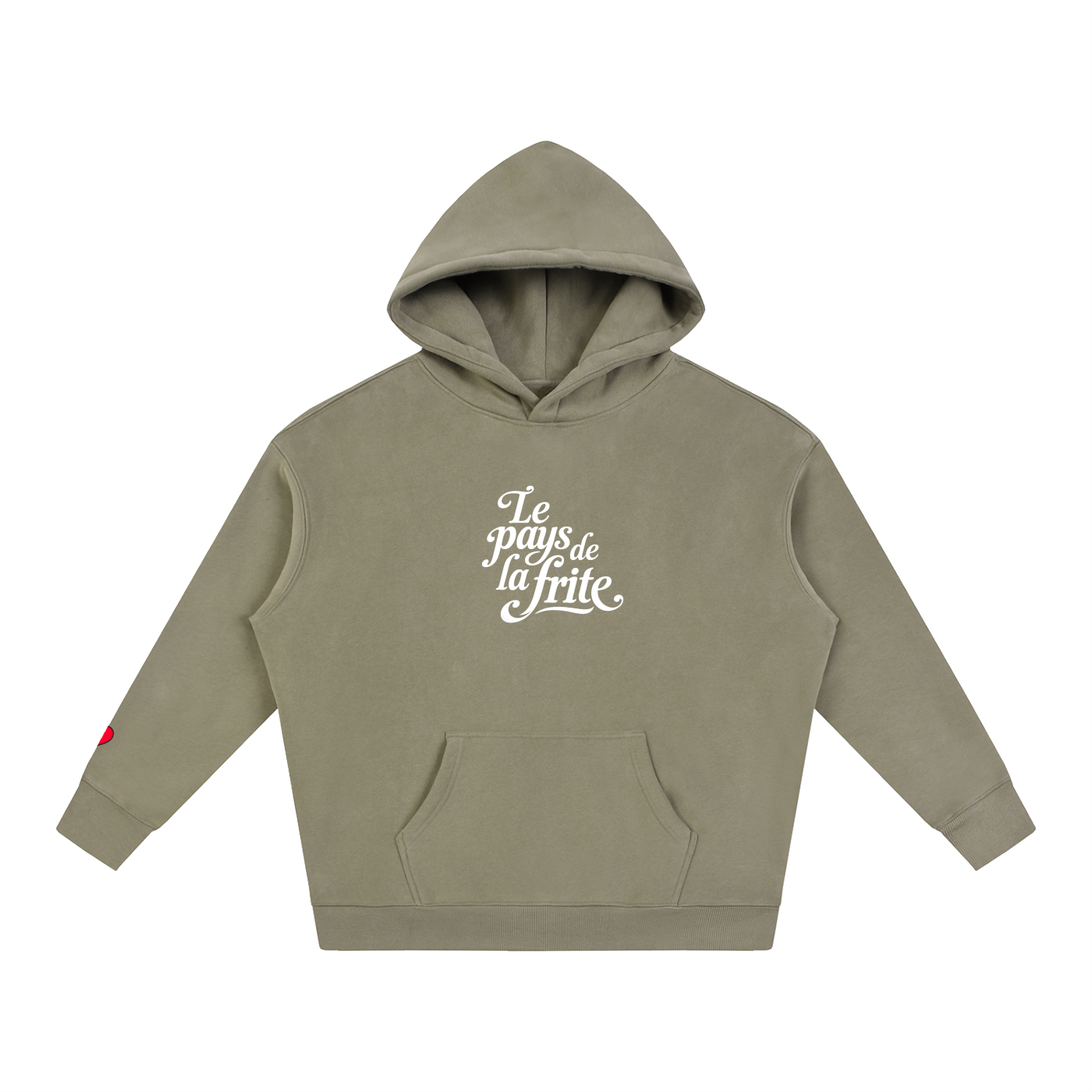 Hoodie belge original Le Pays de la Frite taupe, sweat a capuche oversize CHT M Boutique