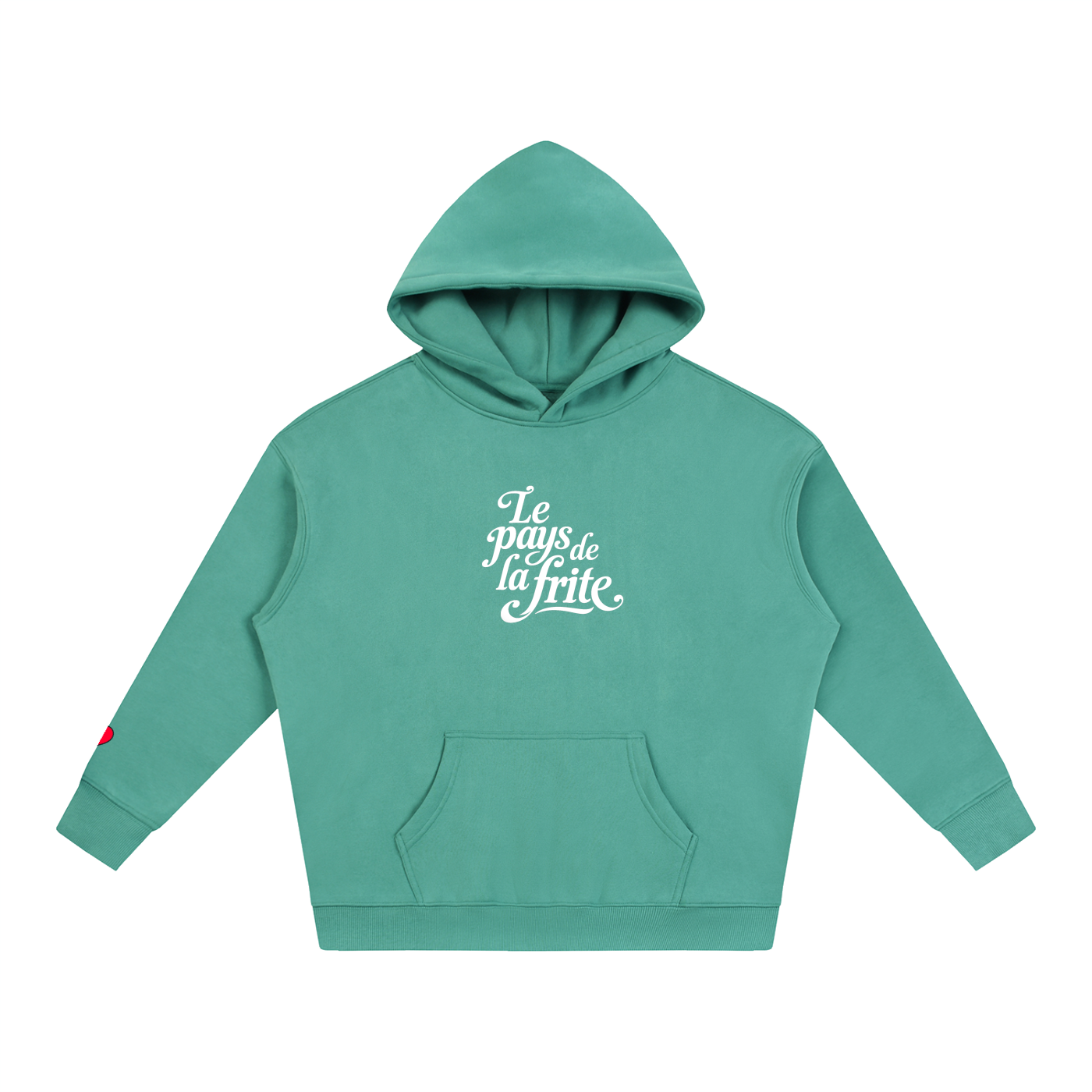 Hoodie belge original Le Pays de la Frite vert celadon, sweat a capuche oversize CHT M Boutique