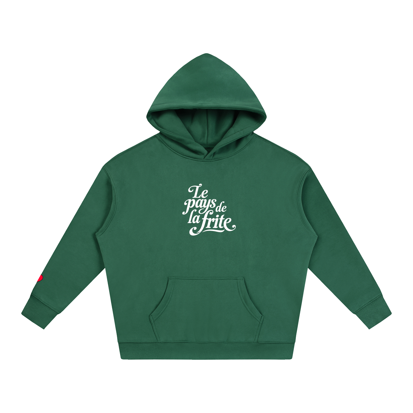 Hoodie belge original Le Pays de la Frite vert sapin, sweat a capuche oversize CHT M Boutique
