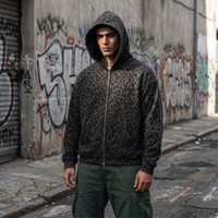 Hoodie léopard zippé oversize homme streetwear - look urbain