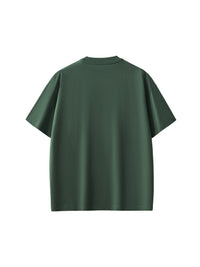 T-shirt oversized smiley en vert sapin posé à plat - vue de dos du modèle unisexe