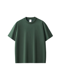 T-shirt oversized smiley en vert sapin posé à plat - vue de face du modèle unisexe