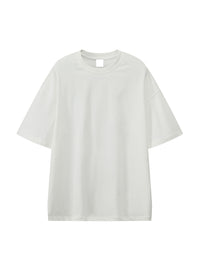 Gabarit blanc du t-shirt oversized 330 g/m2 vu de face - photo technique de la coupe loose ample
