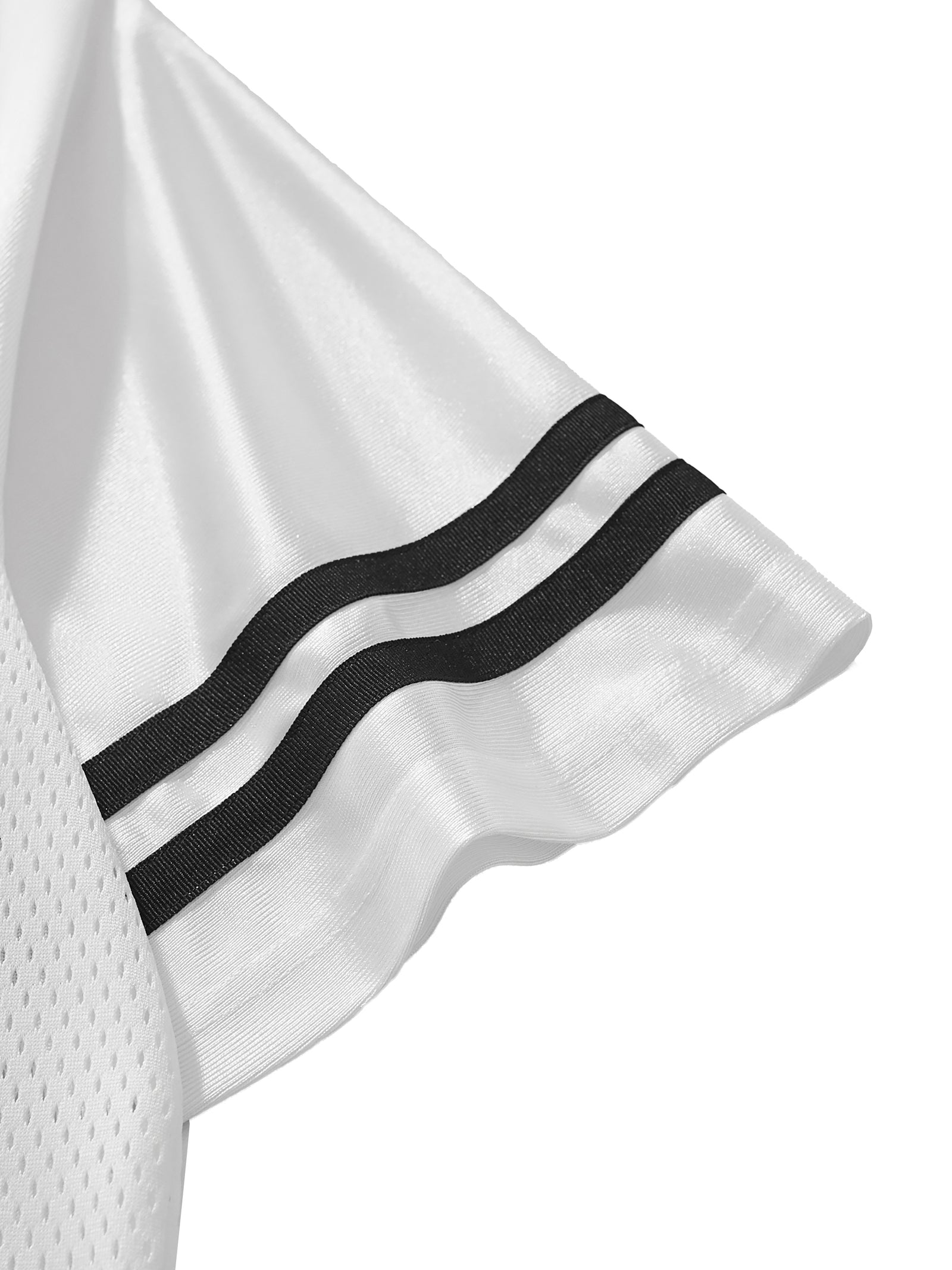 Doubles bandes noires du maillot mesh DAD Beer - gros plan sur les rayures sportives en bas de bras