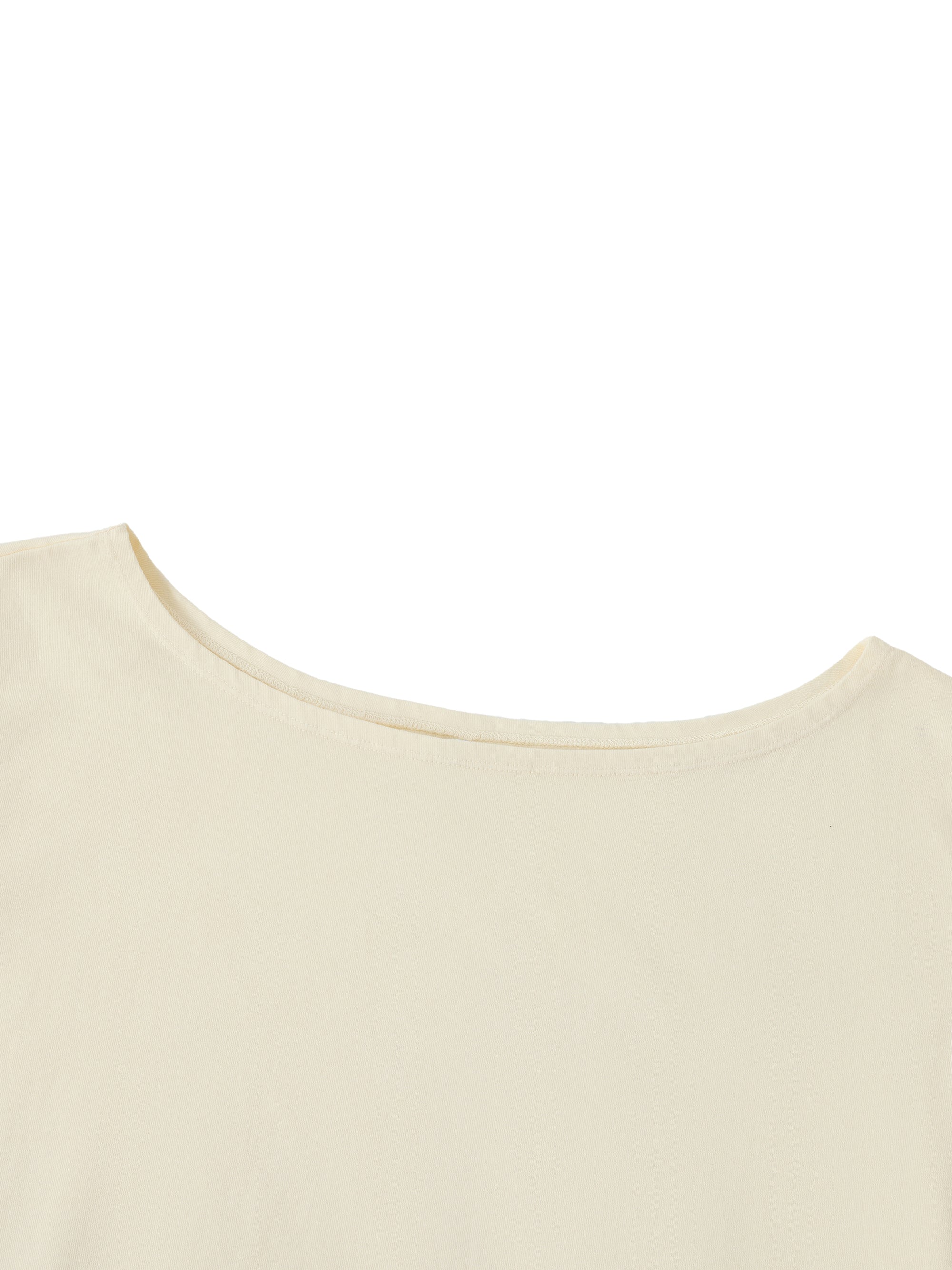 T-shirt femme en coton à ourlet roulé à épaules dénudées