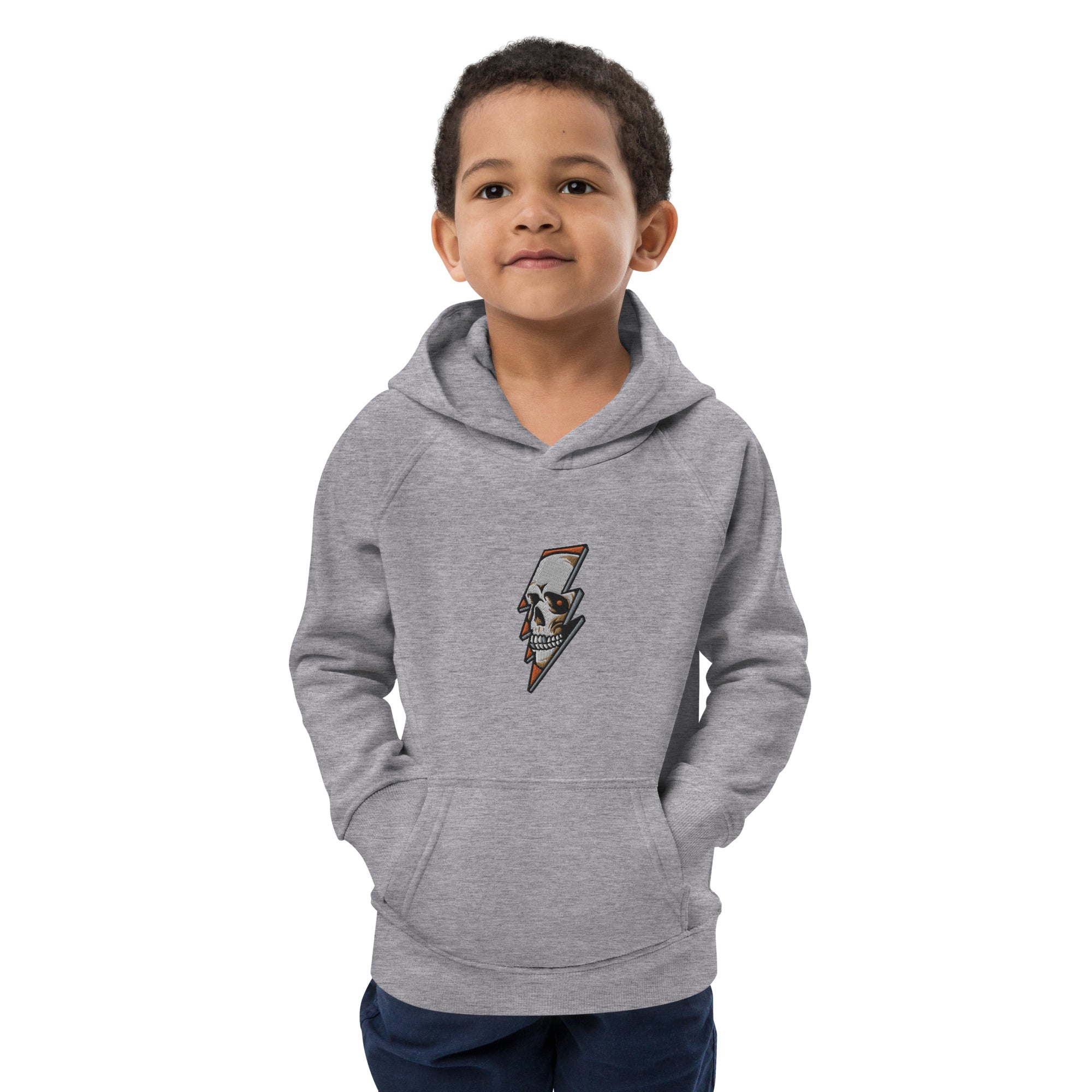 Pull à capuche brodé pour enfants - Thunder Skull