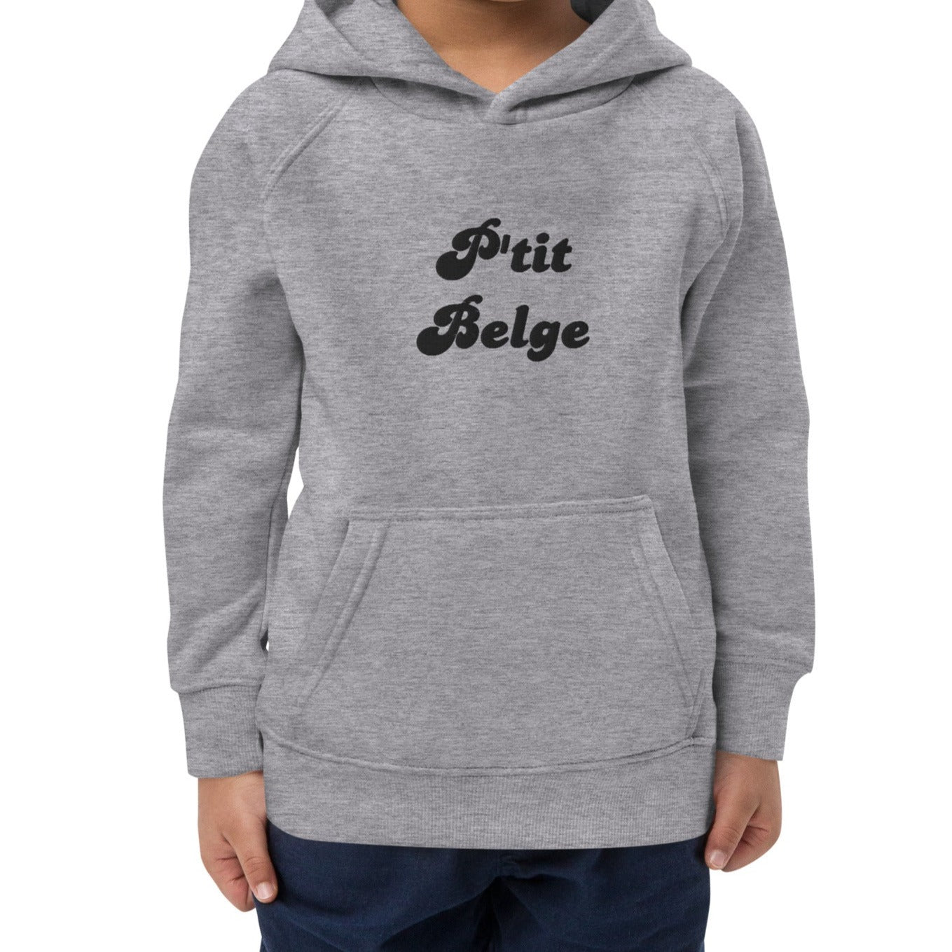 Pull capuche écologique pour enfants brodé "P'tit Belge"