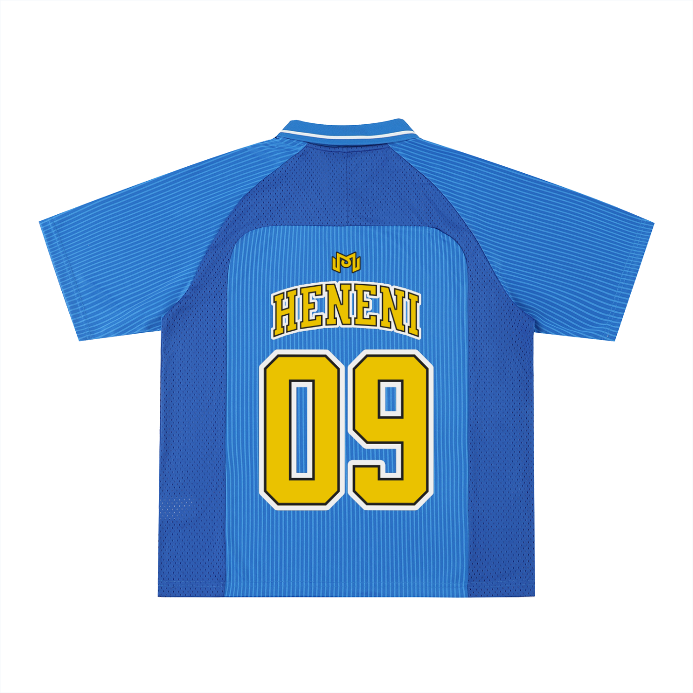 Maillot de foot Heneni 09 bleu rayé, dos – CHT'M