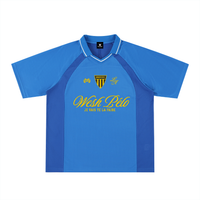 Maillot de foot oversize rayé bleu Wesh Pélo Heneni, face, col V – CHT'M