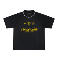 Maillot de foot oversize Wesh Pélo Heneni noir, face, col V blanc – CHT'M