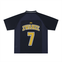 Maillot de foot streetwear Zwanze City marine, vue de dos, floqué ZWANZE numéro 7 doré