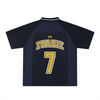 Maillot de foot streetwear Zwanze City marine, vue de dos, floqué ZWANZE numéro 7 doré