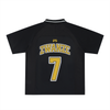Maillot de foot streetwear Zwanze City noir, vue de dos, floqué ZWANZE numéro 7 doré