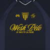 Gros plan du print doré Wesh Pélo Je vais te la faire et de l'écusson MMXXIV – maillot streetwear CHT'M
