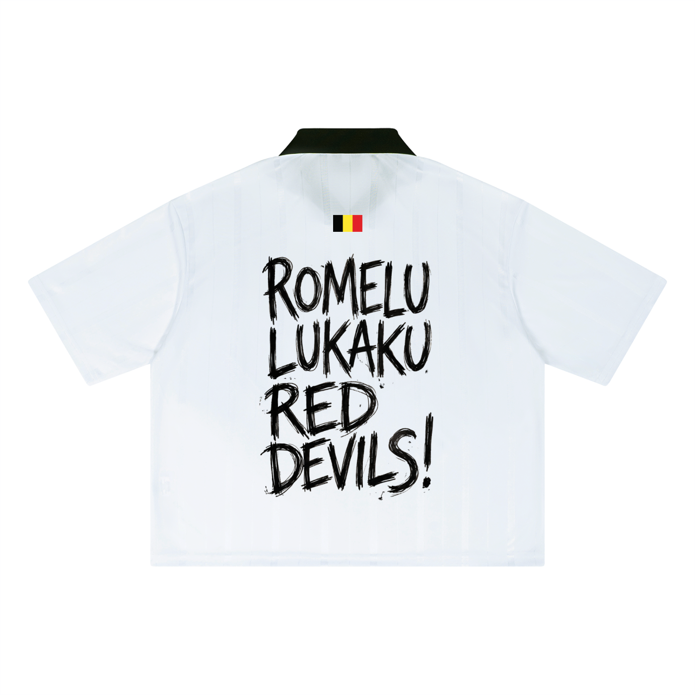 Maillot Lukaku Red Devils blanc - lettrage Romelu Lukaku Red Devils et drapeau belge au dos