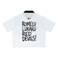 Maillot Lukaku Red Devils blanc - lettrage Romelu Lukaku Red Devils et drapeau belge au dos