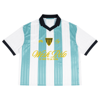 Maillot de foot Wesh Pélo Heneni original de face, rayures bleu ciel et blanc