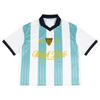 Maillot de foot Wesh Pélo Heneni original de face, rayures bleu ciel et blanc