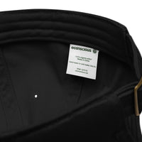 Casquette baseball bio mountain bike noir détail de la broderie CHT'M Boutique