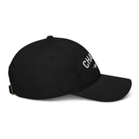 Casquette baseball chauve qui peut noir coloris présenté CHT'M Boutique