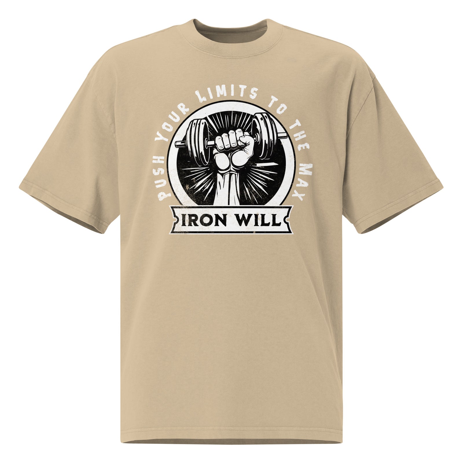t-shirt beige homme gym sport motivation