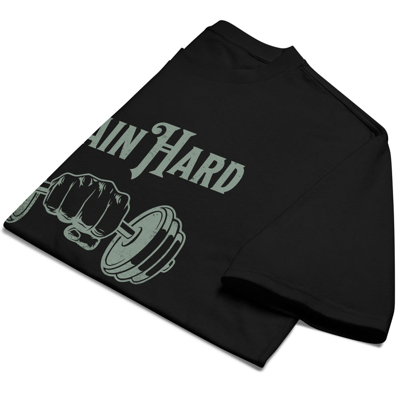 t-shirt oversize pour homme gym musculation train hard