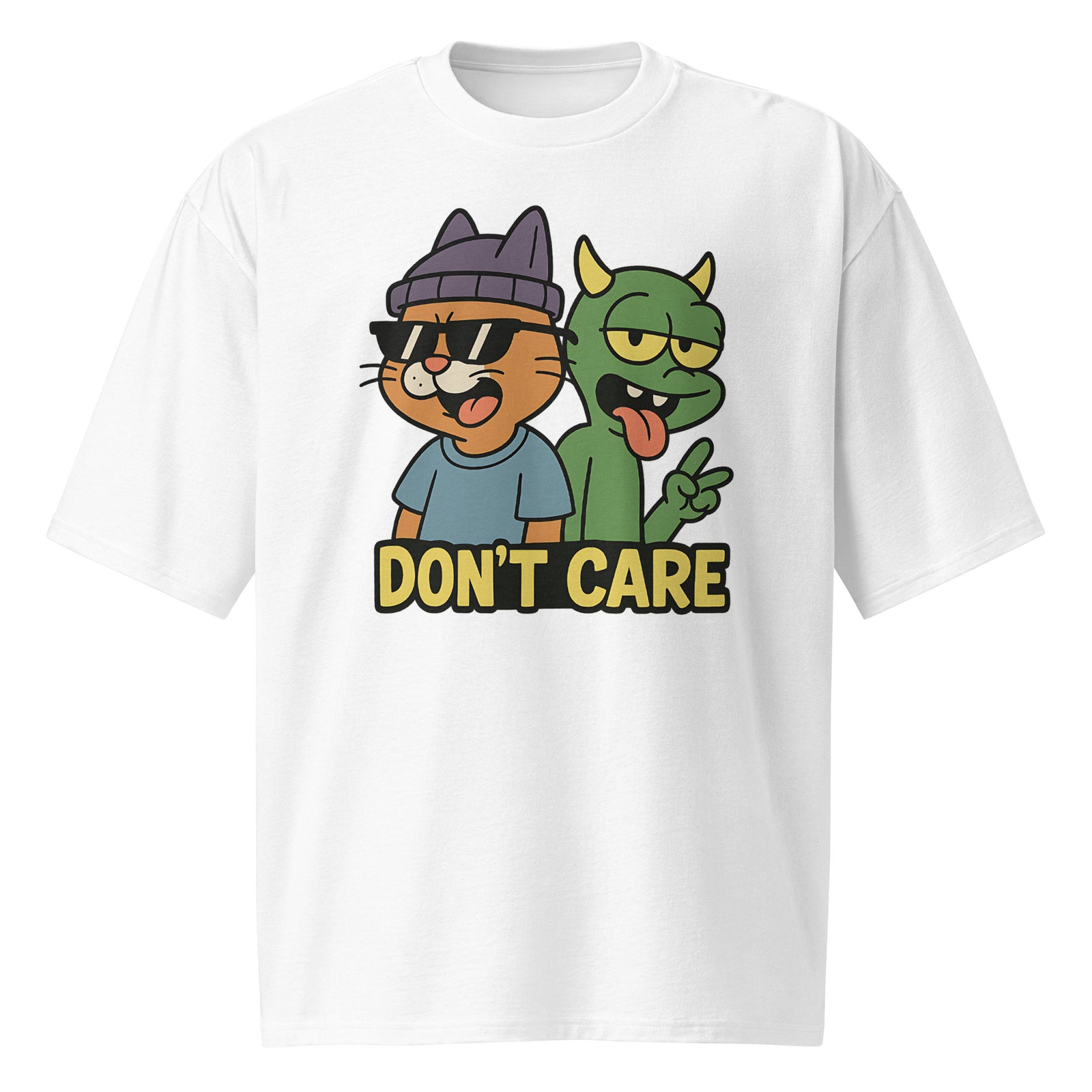 T-shirt lourd oversized - "Don't care"