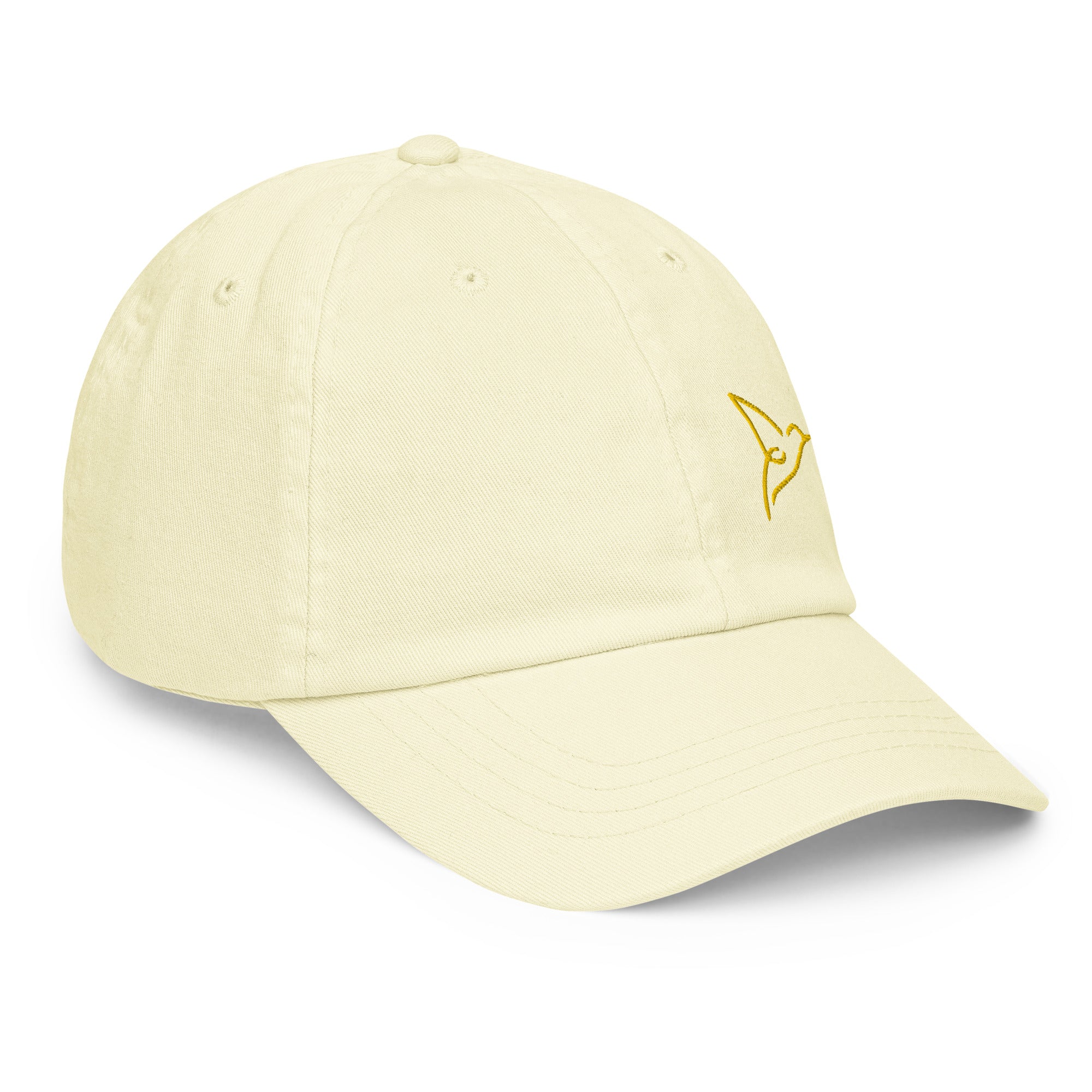 casquette femme de baseball pastel jaune brodée oiseau du paradis
