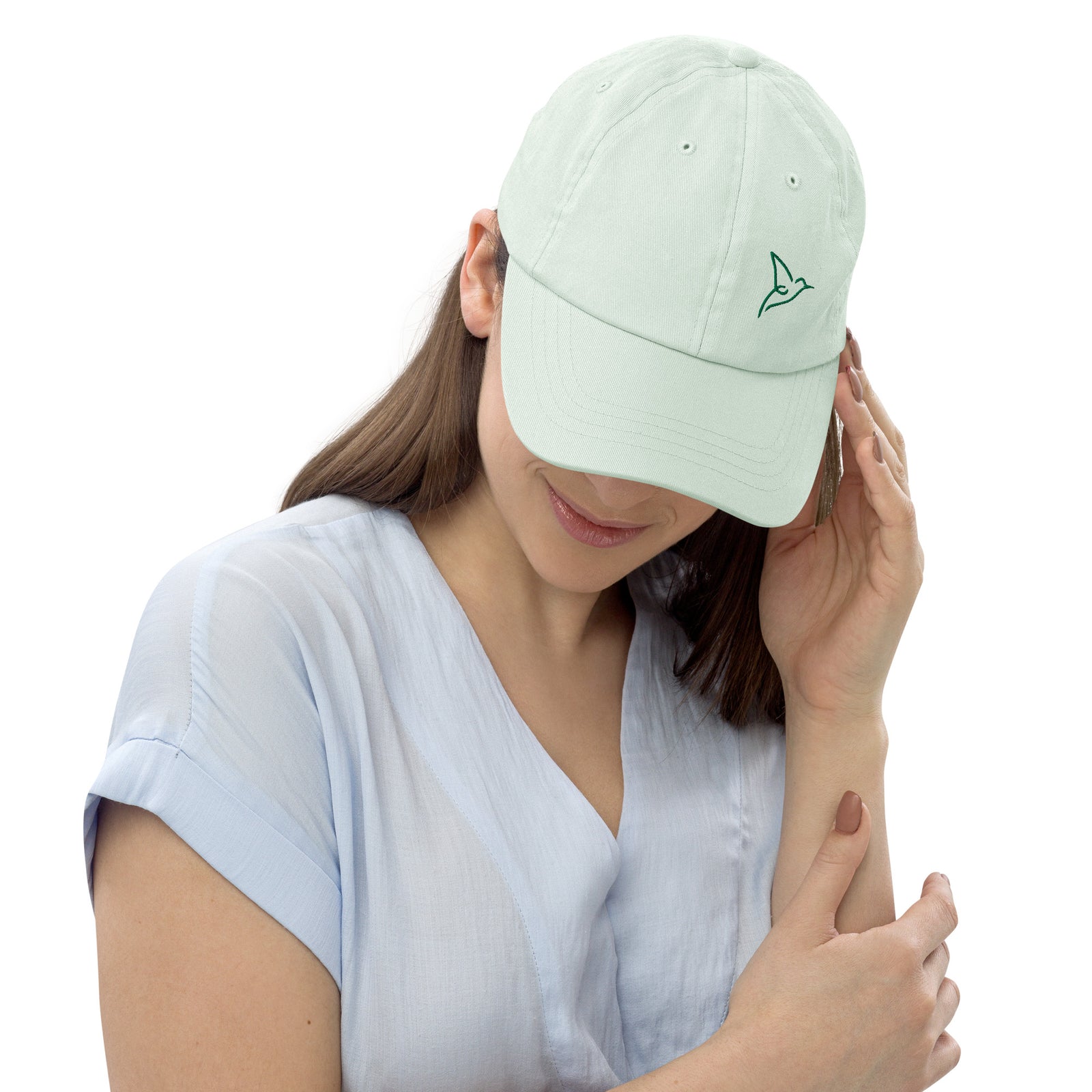 accessoire mode femme casquette verte brodée