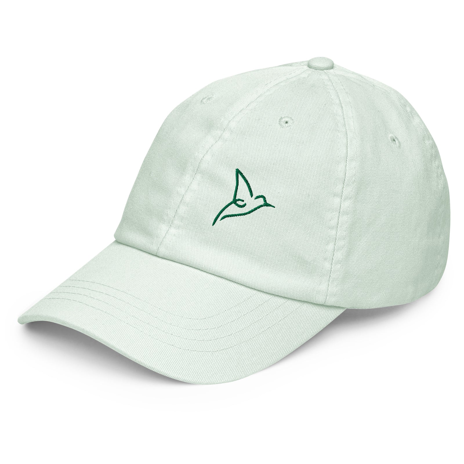 Casquette Femme Vert Pastel Brodée - "oiseau Du Paradis"
