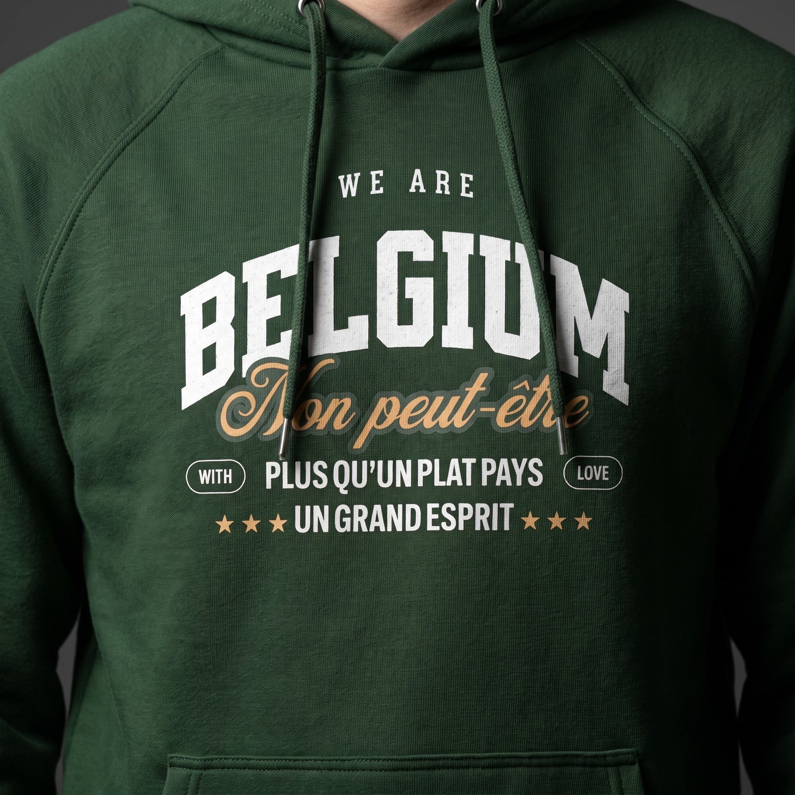 Gros plan du design We Are Belgium Non Peut-Être – Plus qu'un plat pays, un grand esprit